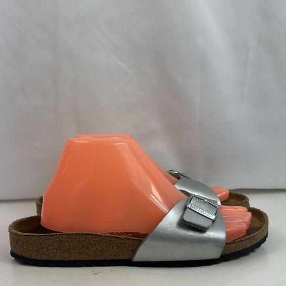 Birkenstock Madrid Silver  Patent Leather Single Strap Women's Sandals - Picture 2 of 13